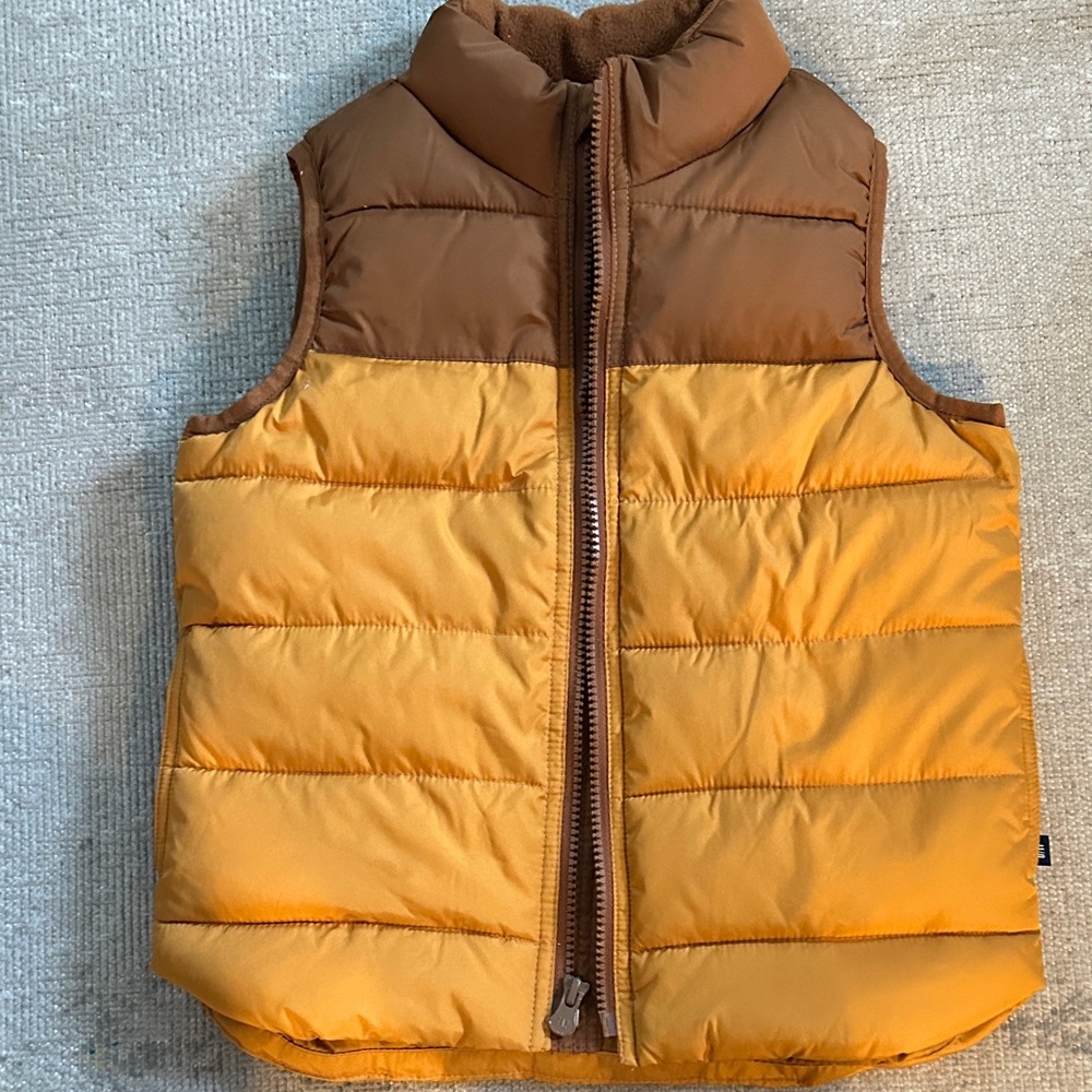 GAP Brown and Yellow Puffer Vest size 5.